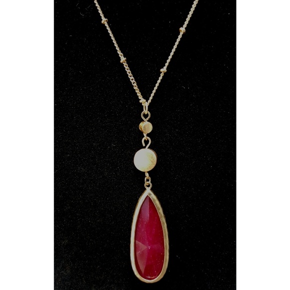 Jewelry - Ball Chain Necklace with Teardrop Pendant